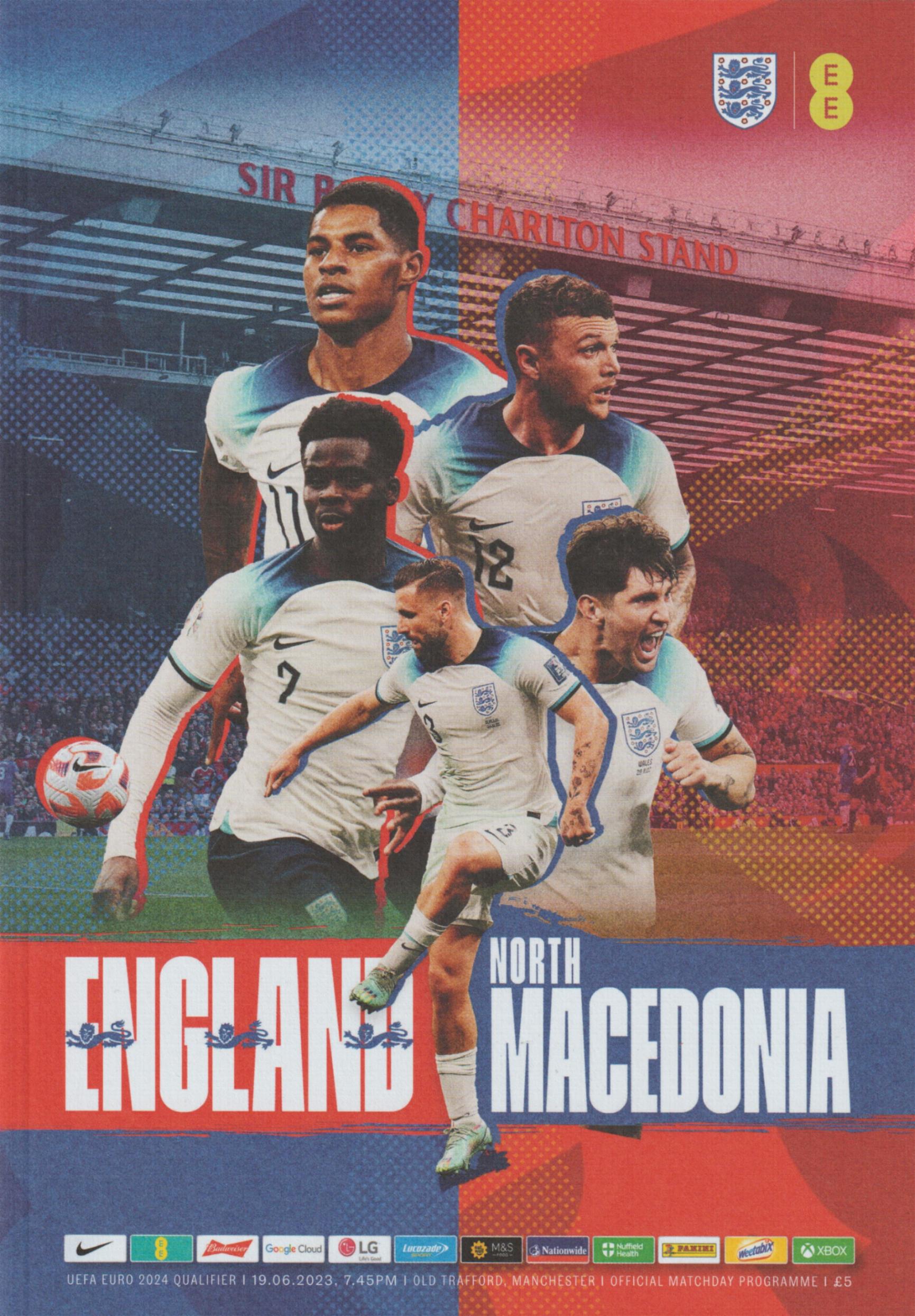 2023 - ENGLAND v NORTH MACEDONIA (EURO QUALIFIER) - £6.99 : LT Football ...